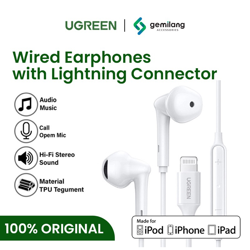 Jual Ugreen Wired Earphones with Lightning Connector Shopee Indonesia