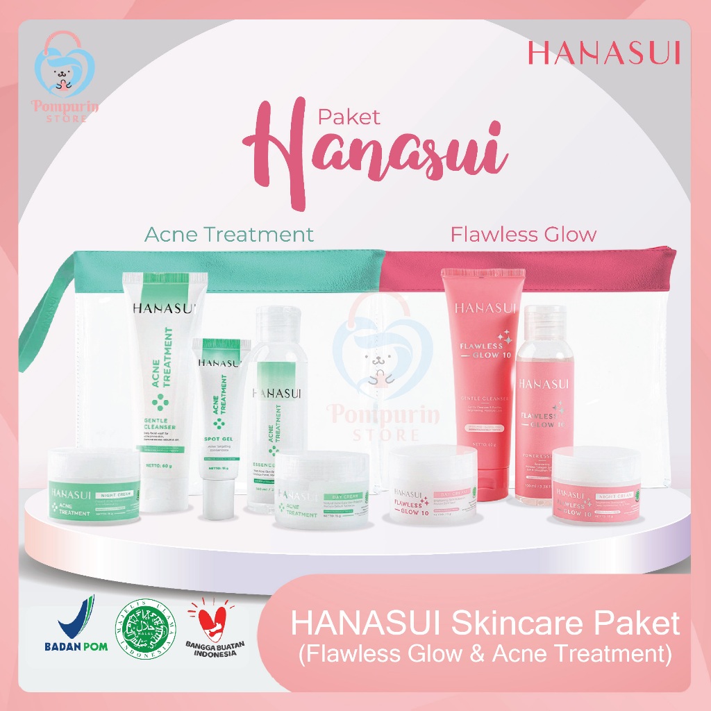 Jual Paket Hanasui Flawless Glow 10 Series 4in1 / Paket Hanasui Acne