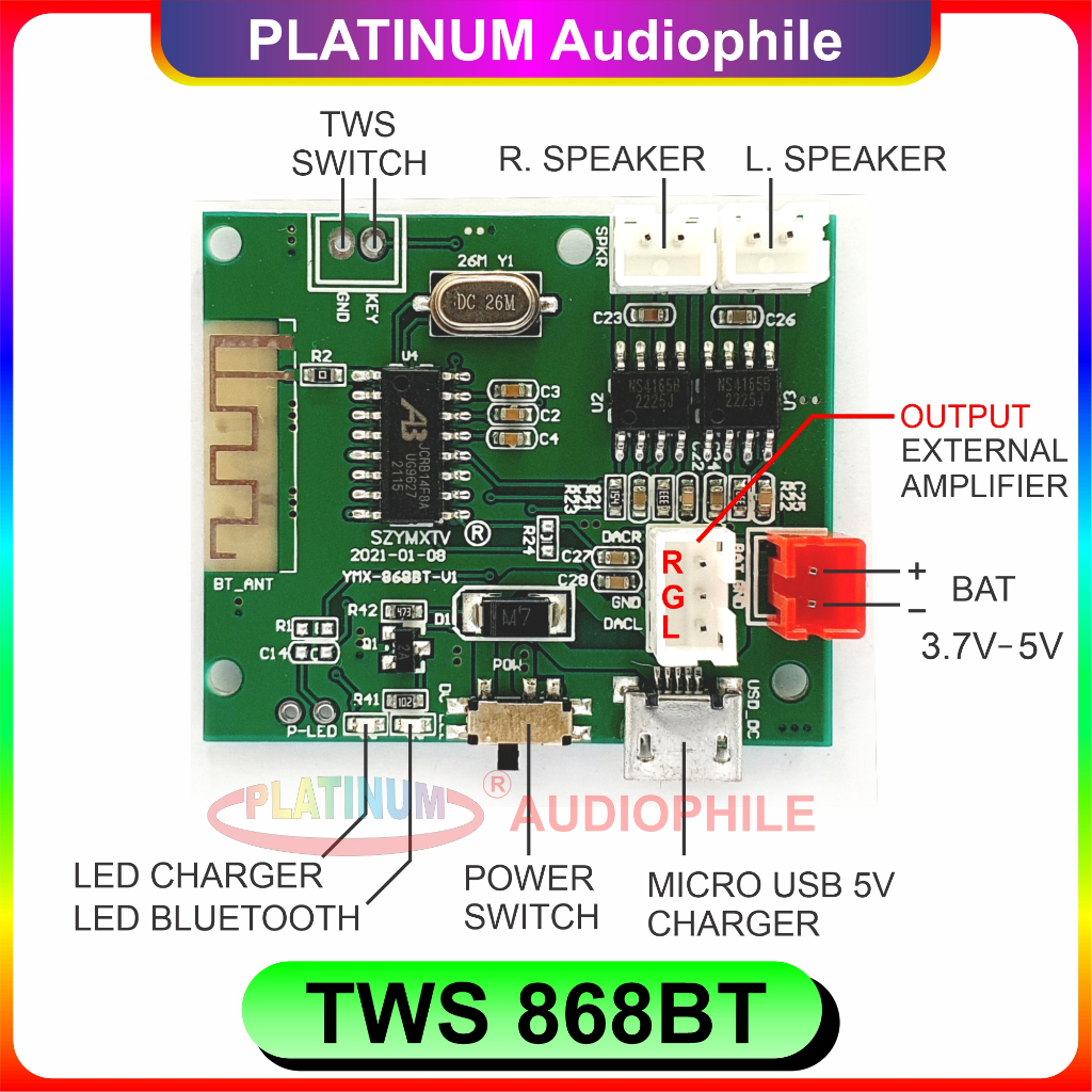 Jual Modul Bluetooth 5.2 TWS Amplifier Mini Class D 2X 5W Mp3 Decoder ...