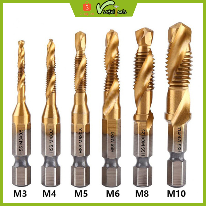 Jual Usefultools 6pcs Mata Bor Pembuat Ulir Drat Drill Tap Set Hex Twist Spiral Tapper Baut Bit