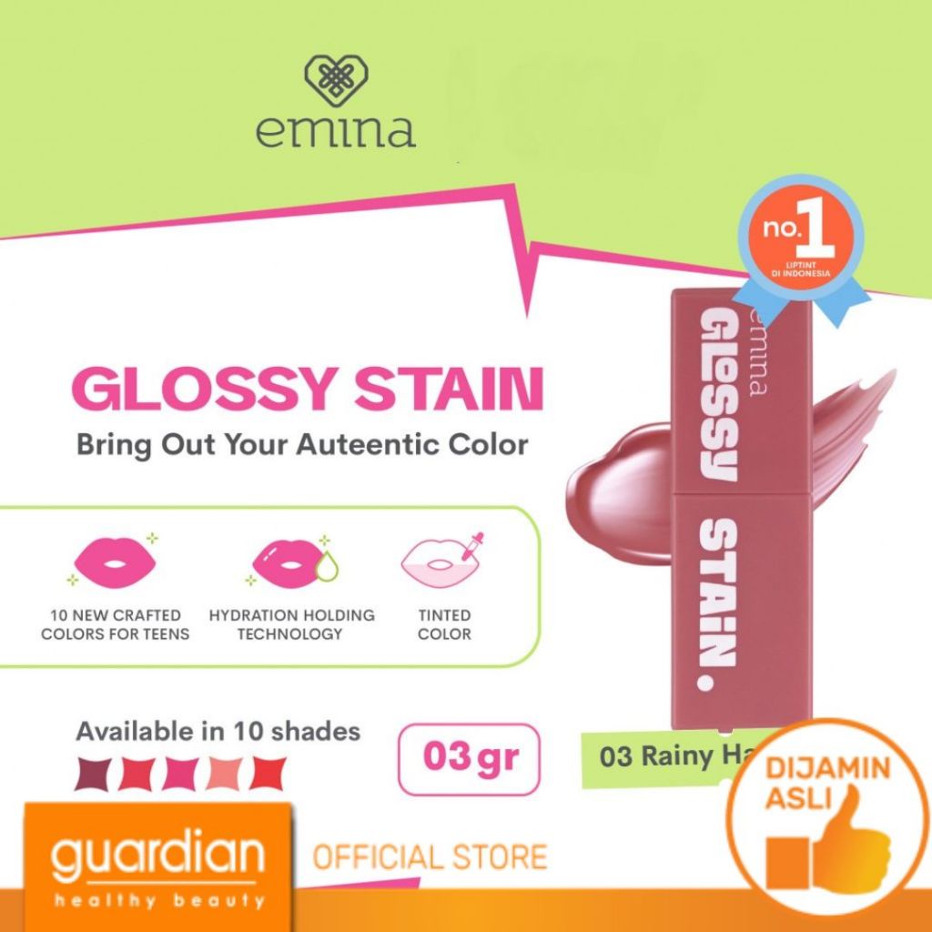 Jual EMINA Glossy Stain Lip Tint Bibir Glossy Finish Melembabkan 03