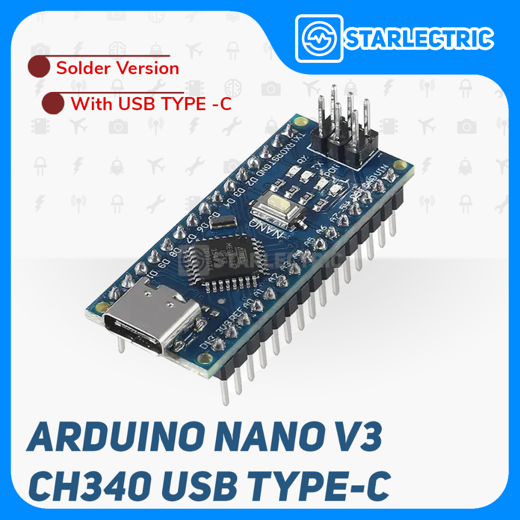 Jual Arduino Nano V3.0 Board ATMega328P USB TYPE C Solder ATMega328 ...