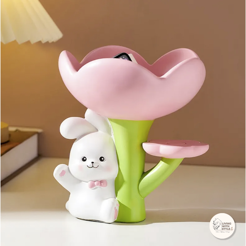Jual Living With Style - Rabbit with Flower Key Storage Tray / Pajangan ...
