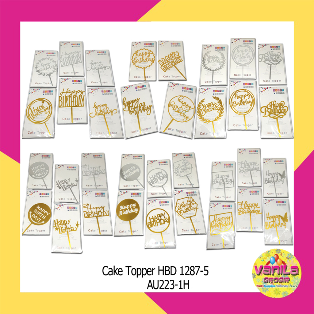Jual Cake Topper HBD, cake topper akrilik, topper happy birthday murah ...