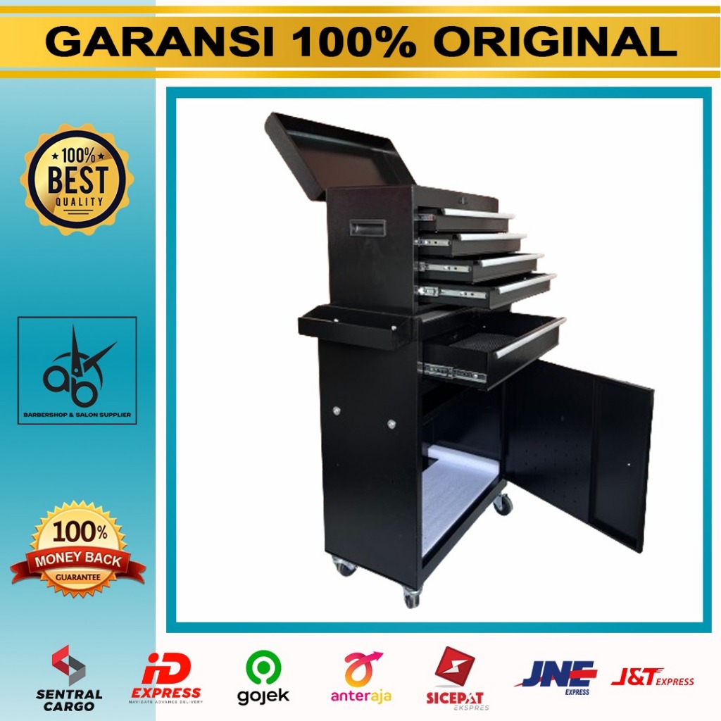 Jual Trolley Barber Hitam JS - 5004 Troli Susun Alat Cukur Rambut ...
