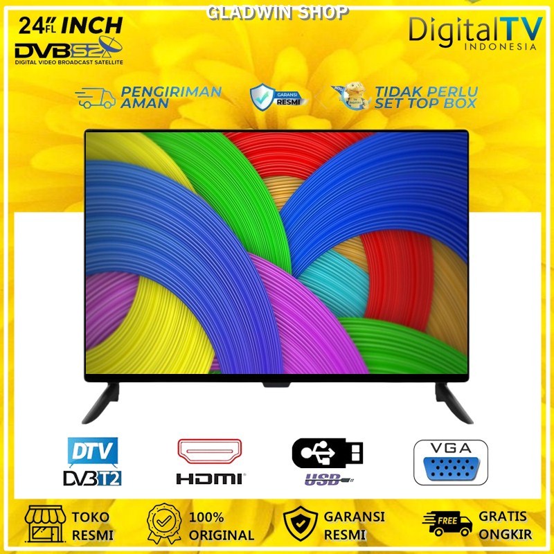 Jual Mega Sale Digital Tv Led Tv 24 Inch Hd Televisi Support Input