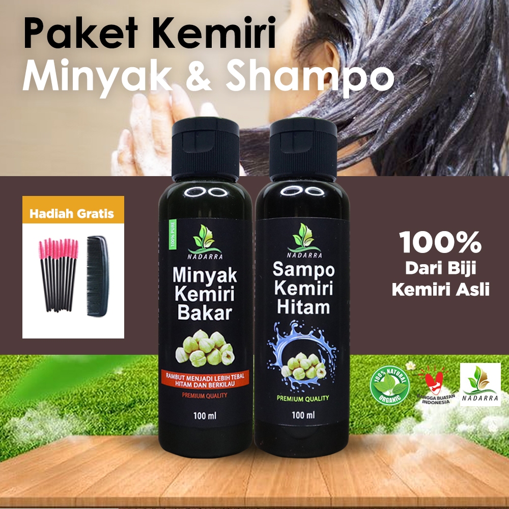 Jual Nadara Paket Minyak Kemiri Bakar Dan Sampo Kemiri Hitam 100ml Asli ...