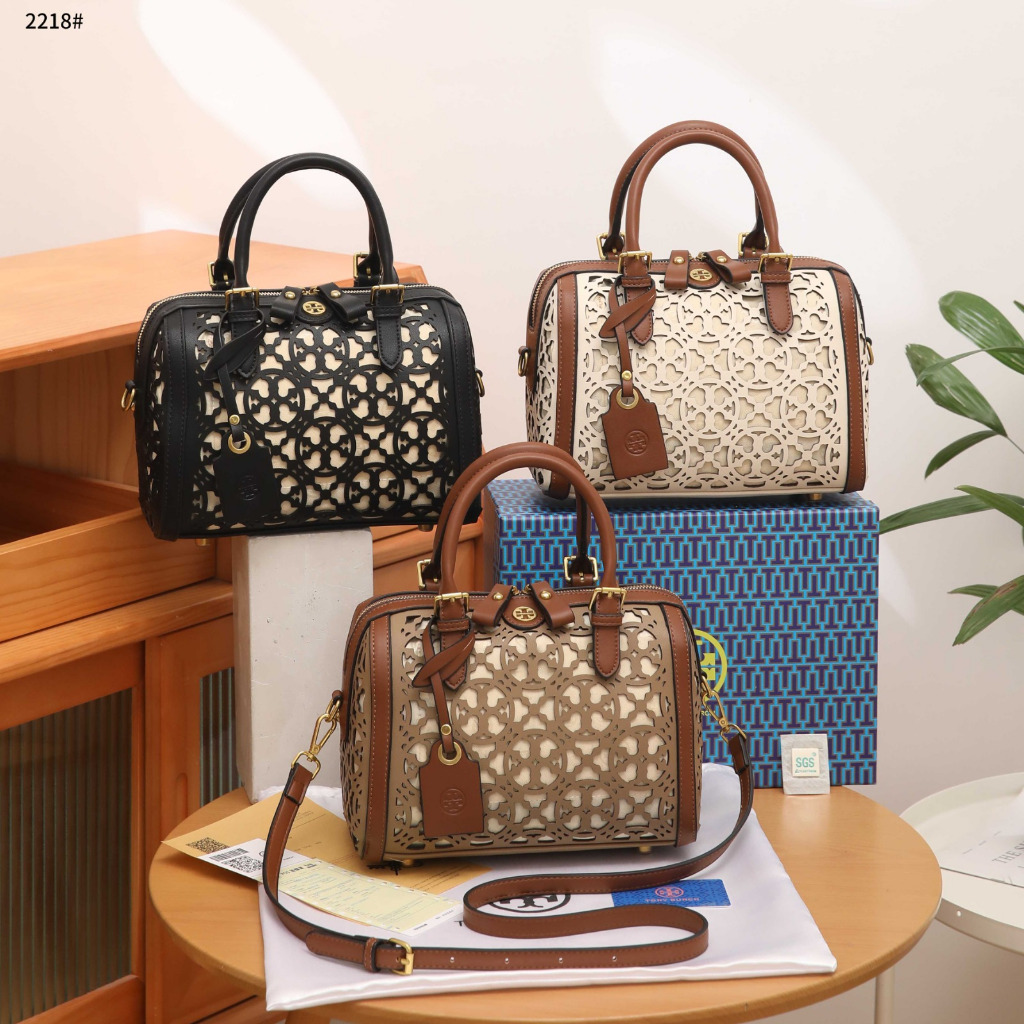 Jual Tory Burch 2218 Petite T Monogram LaserCut Barrel Top Handle Bag