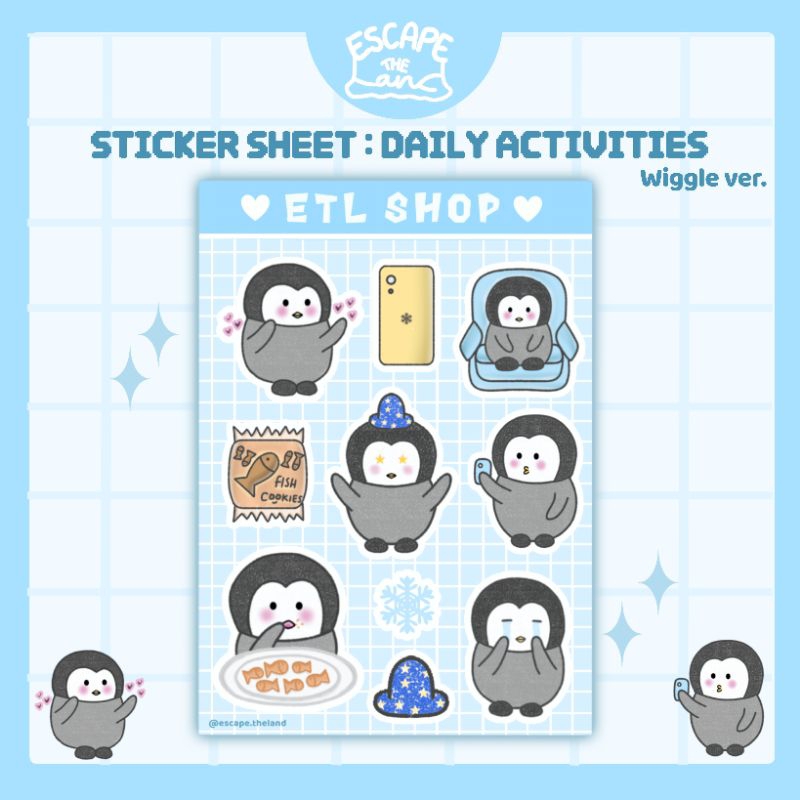 Jual Sticker Sheet Daily Activities Wiggle ver. | Stiker Set Bujo ...