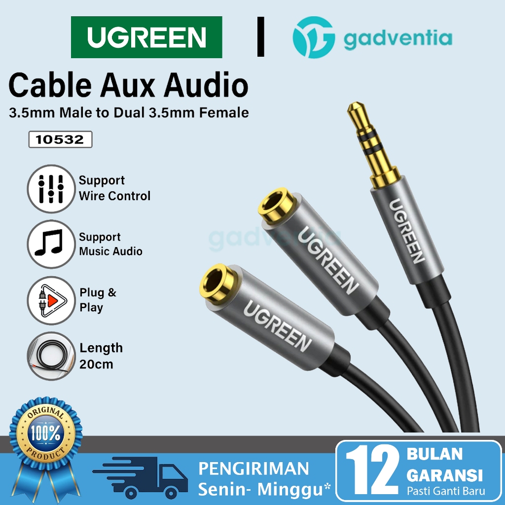 Jual Ugreen Kabel Converter Splitter Aux To Dual Cable Jack Mm