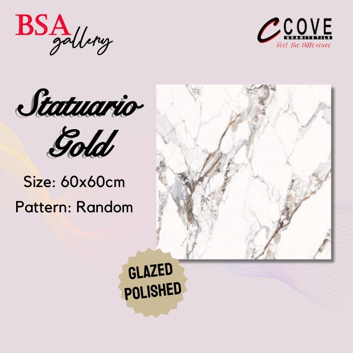 Jual GRANIT COVE 60X60 STATUARIO GOLD GRANITE TILE PUTIH MARMER