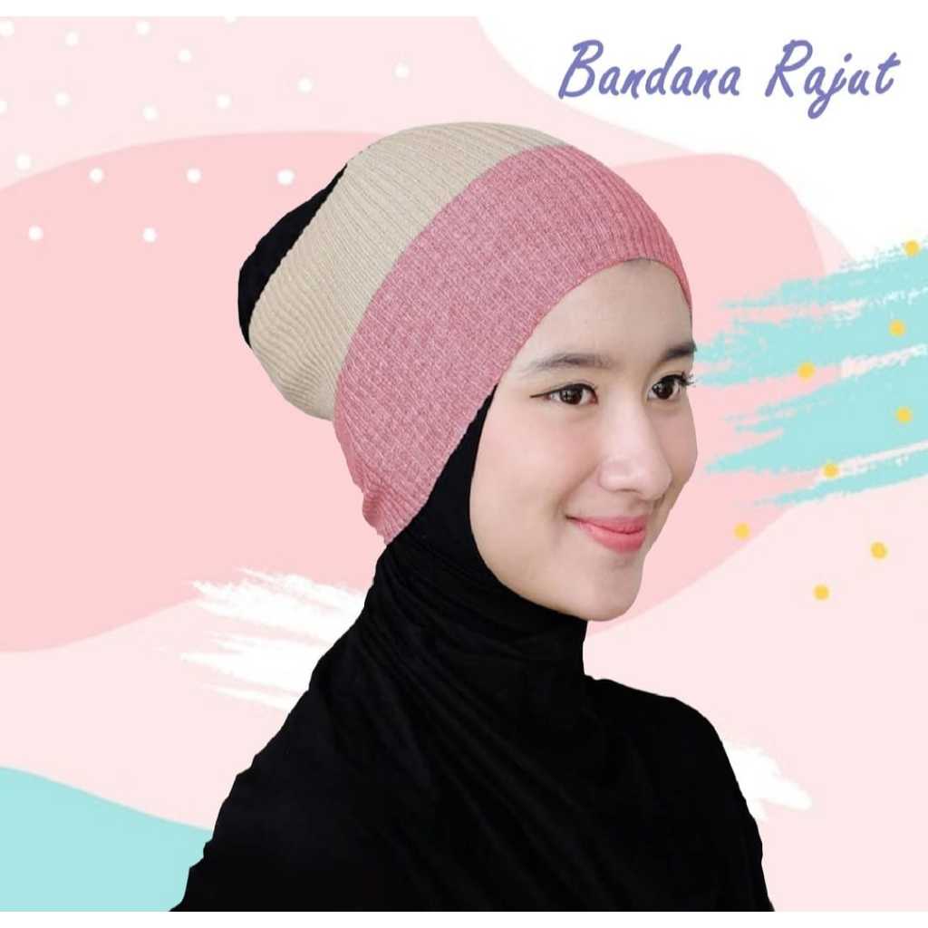 Jual Bandana Rajut / Ciput Rajut 2 Warna / Daleman kerudung wanita ...