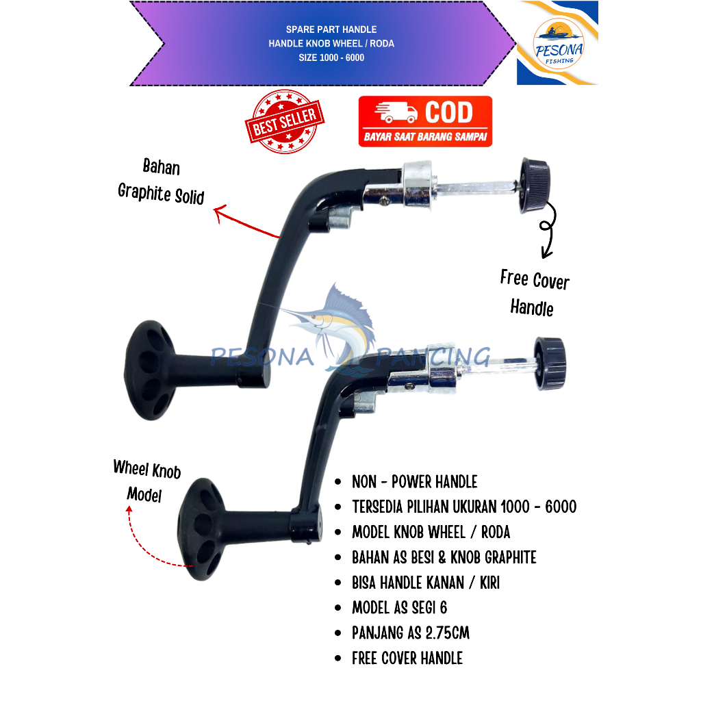 Jual Sparepart Handle Reel Pancing Wheel / Roda Knob 1000 - 6000 (Non ...