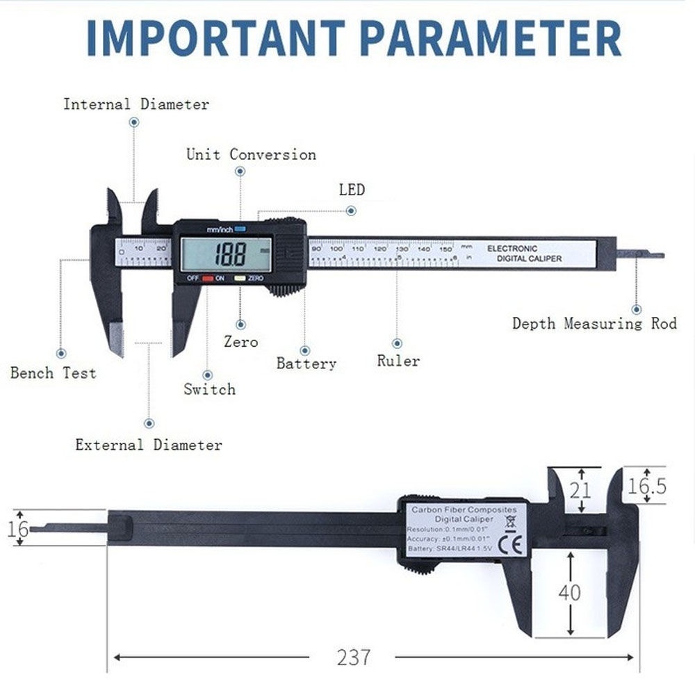 Jual IDEKU Jangka Sorong Digital Caliper Penggaris Digital Alat Ukur mm ...