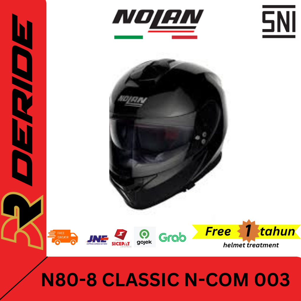 Jual Helm Nolan N Classic N Com Glossy Black Helm Full Face Sni Shopee Indonesia