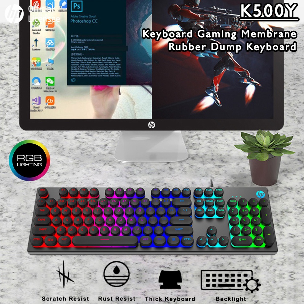 Jual Terlaris Keyboard Gaming HP K5Y RGB Membrane Rubber Dump Keyboard