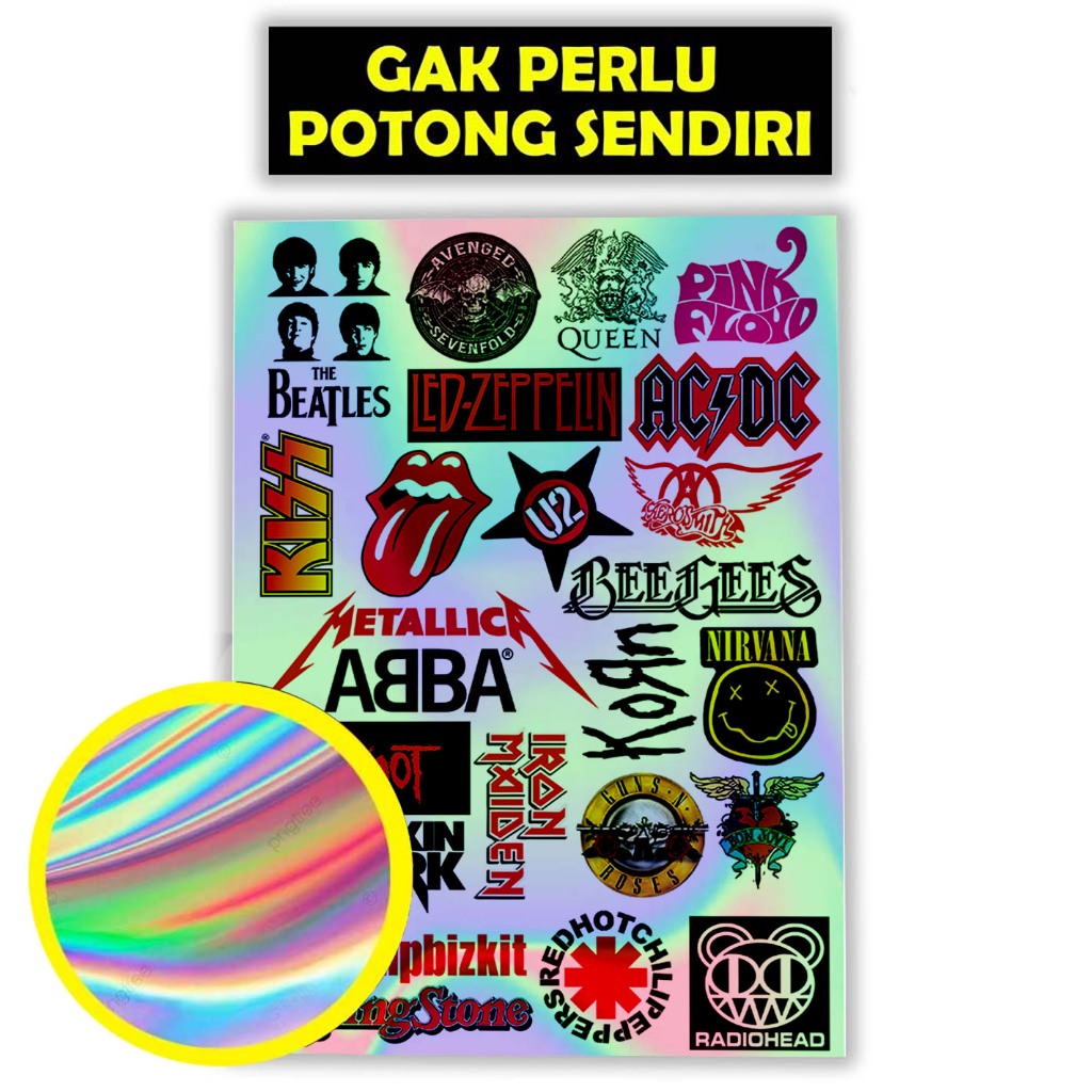 Jual Stiker Hologram Aesthetic Sticker Aesthetic Stiker Band Hologram Sticker Band Metal Rock 8234