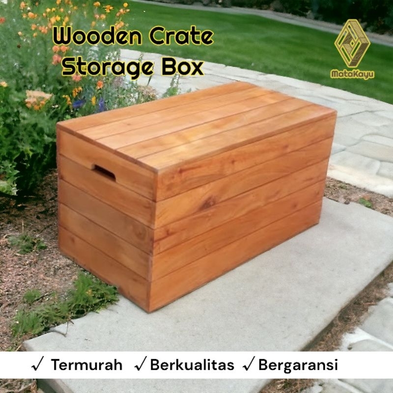 Jual Wooden crate tutup kotak peti kayu storage box penyimpanan ...