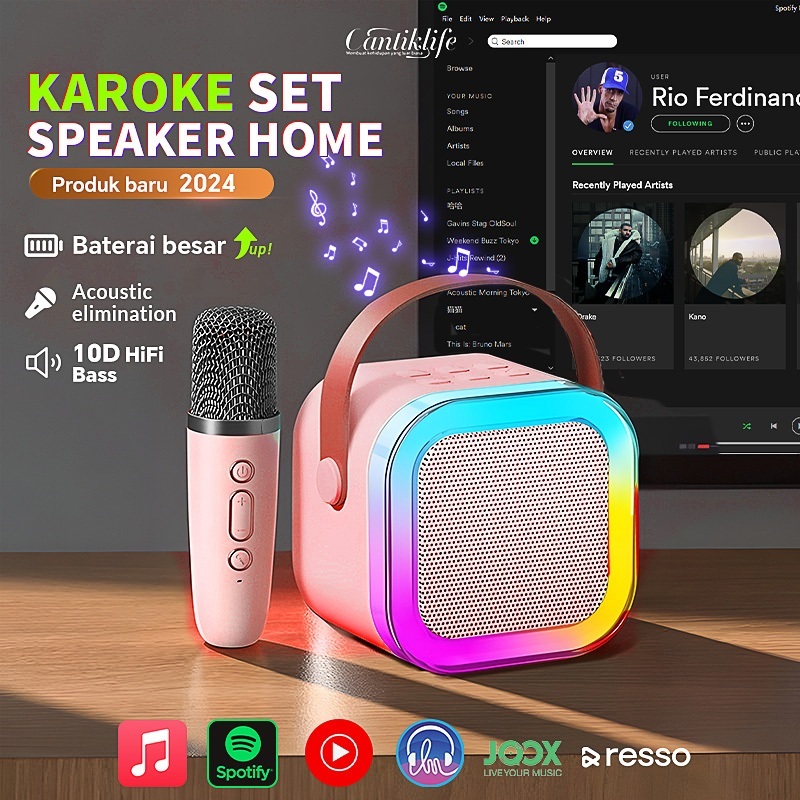Jual Speaker Bluetooth karaoke K12 KTV RGB LED Light Wireless Speaker ...