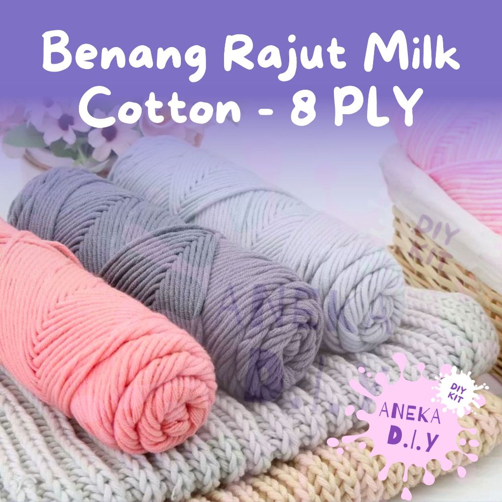 Jual 8 Ply Benang Milk Cotton Rajut Soft Acrylic Yarn Milk Cotton