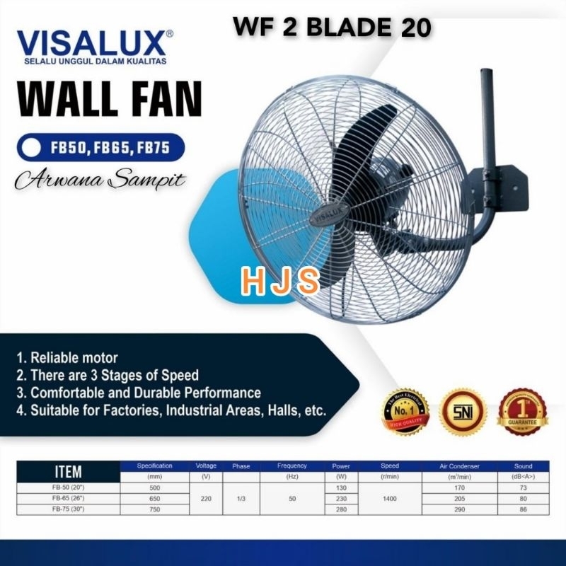 Jual KIPAS ANGIN DINDING / WALL FAN INDUSTRI BESI VISALUX 20"/26"/30 ...