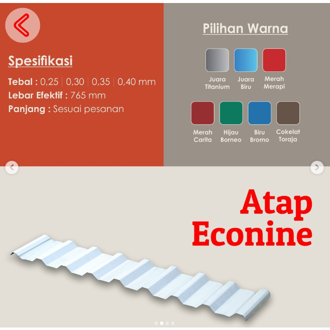Jual atap gelombang rata Econine 765 kencana | ATAP BAJA RINGAN ...
