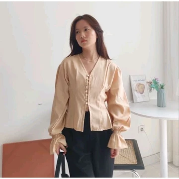 SRIDLES Bora Top Blouse Wanita Korea Atasan Kantor Wanita Kasual Blouse Elegan Korea Blouse