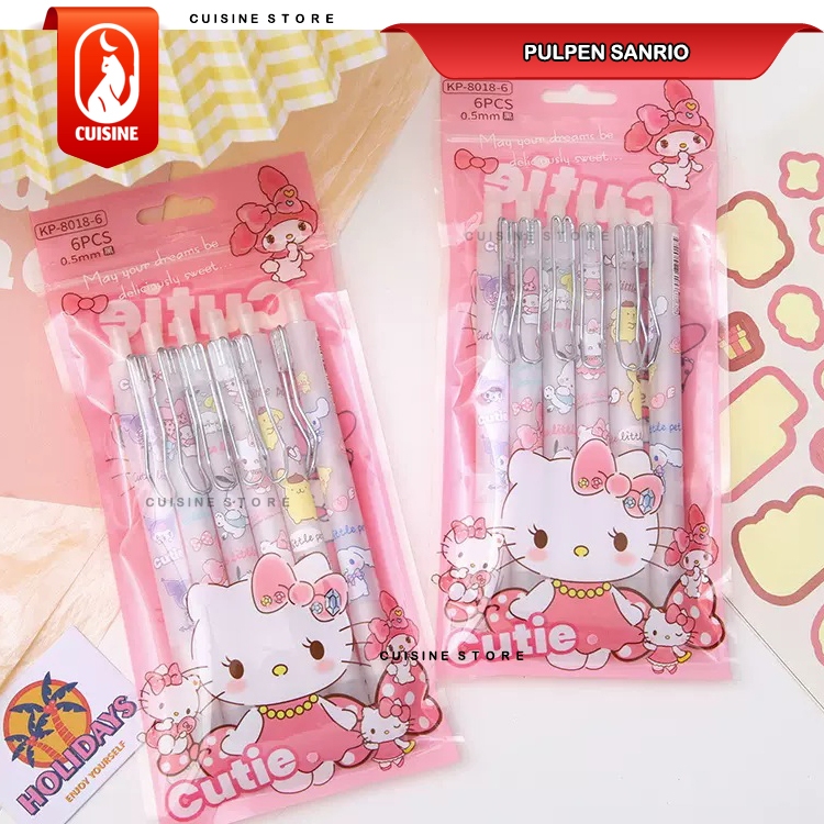 Jual [CUISINE] PULPEN GEL SANRIO CETEK 0.5 MM ISI 6PCS PENA TIK TEK ...