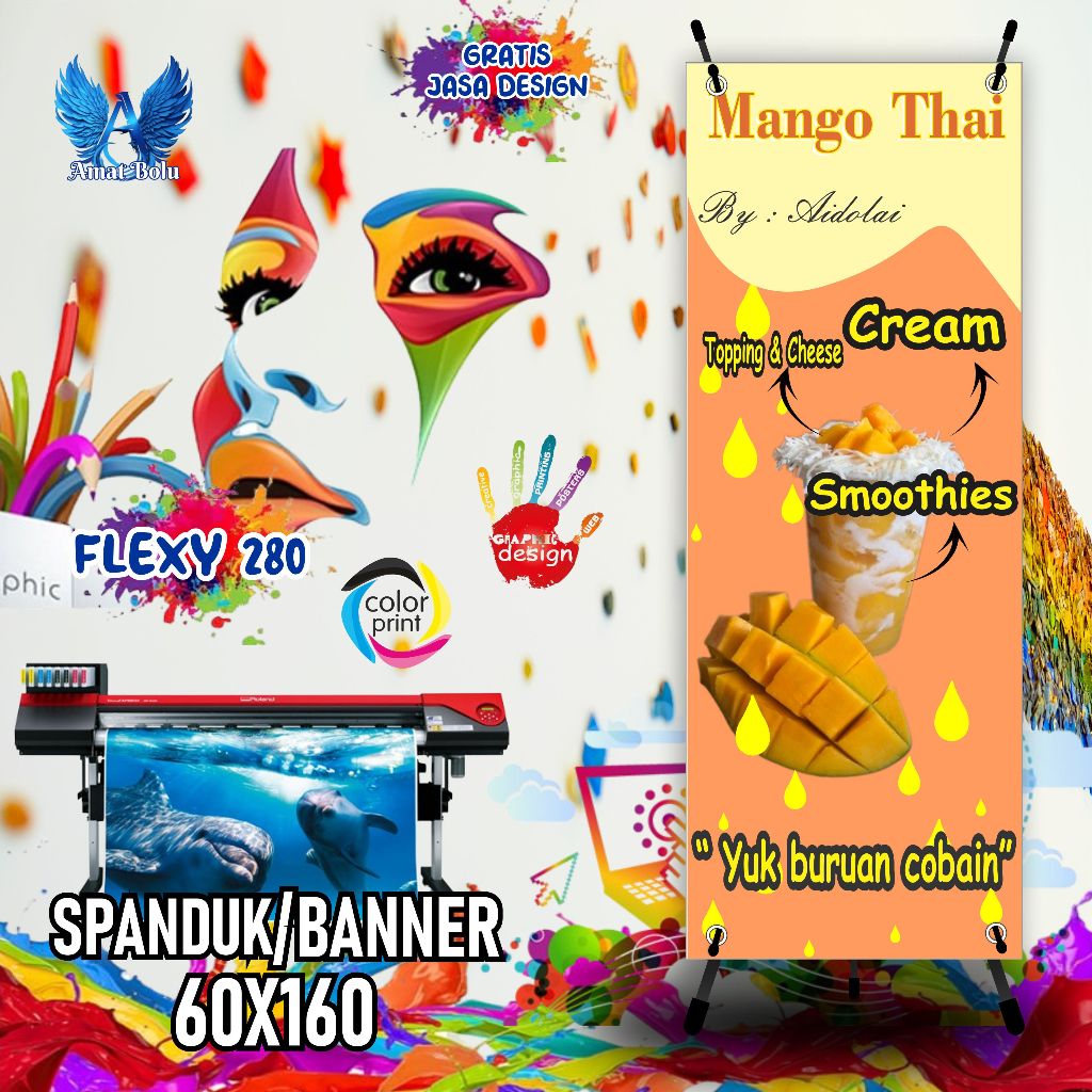 Jual Cetak Banner Cetak Spanduk Manggo Thai Tea Ukuran 60x160 Cm Bisa Request Shopee Indonesia 0423