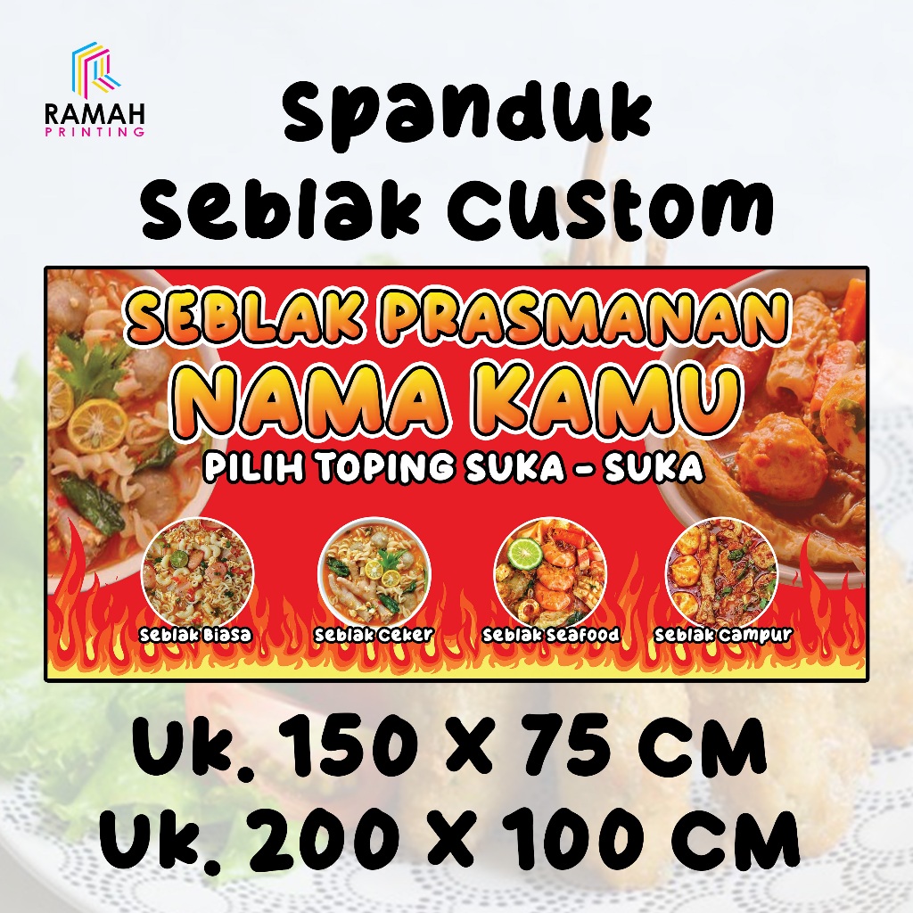 Jual SPANDUK SEBLAK PRASMANAN UK.150 X 75 & 200 x 100(FREE CUSTOM ...