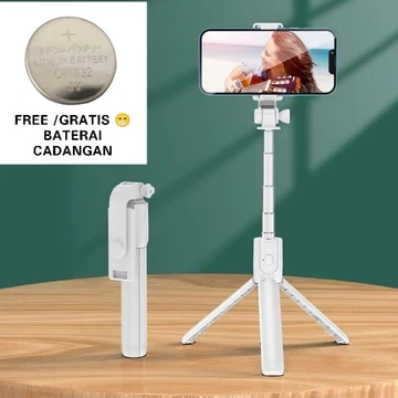 Tripod Tongsis Bluetooth 4 IN 1 Flash Light Tripod Bluetooth Selfie Stick LED Flash Selfi Stik