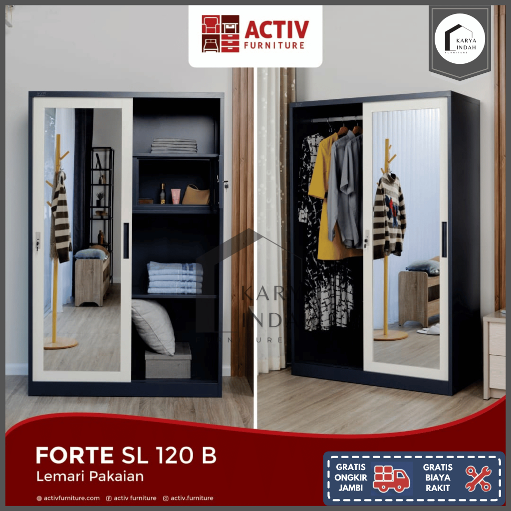 Jual Lemari Besi ACTIV FORTE SL 120 A B - Lemari Pakaian Baju 2 Pintu ...