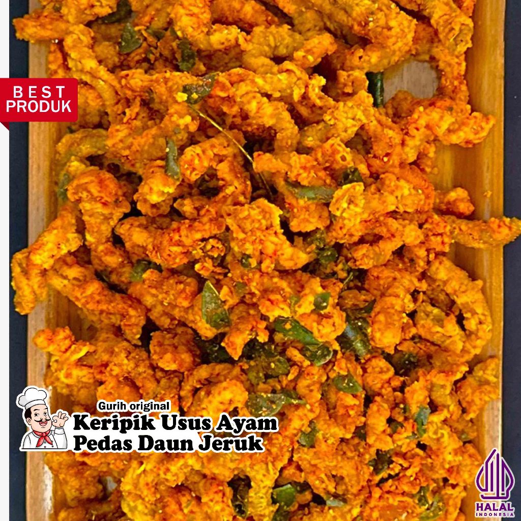 Jual Usus Ayam Pedas Daun Jeruk 500gr Keripik Snack Gurih Jajanan