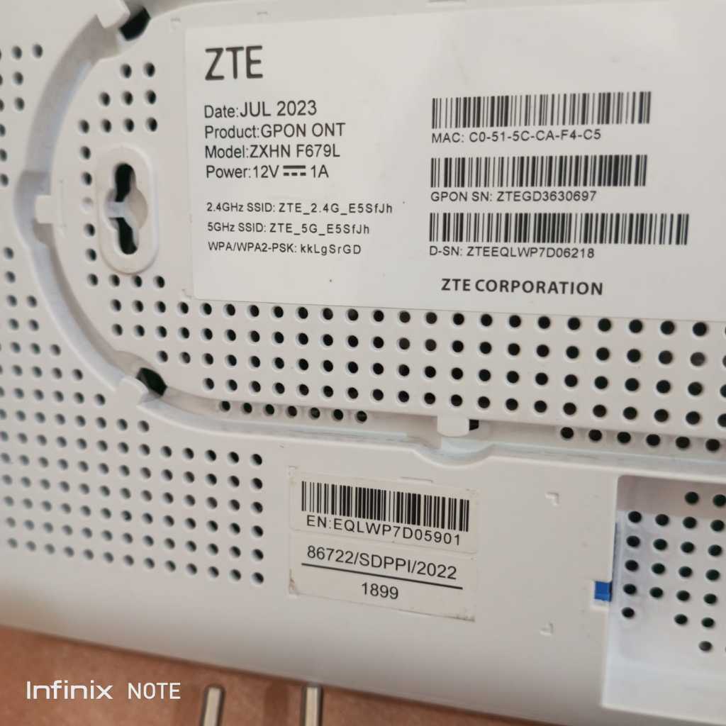 Jual MODEM GPON ONT ZTE F679L DUAL BAND PORT BIRU + ADAPTOR (BEKAS ...