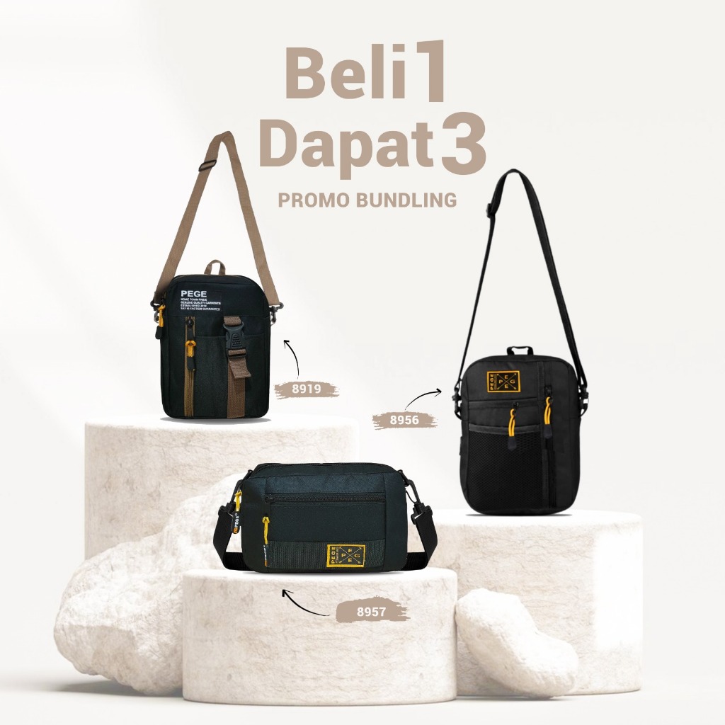 Jual KOMBO HEMAT Tas Selempang PEGE Slempang Pria Casul Beli 1 Dapat 3