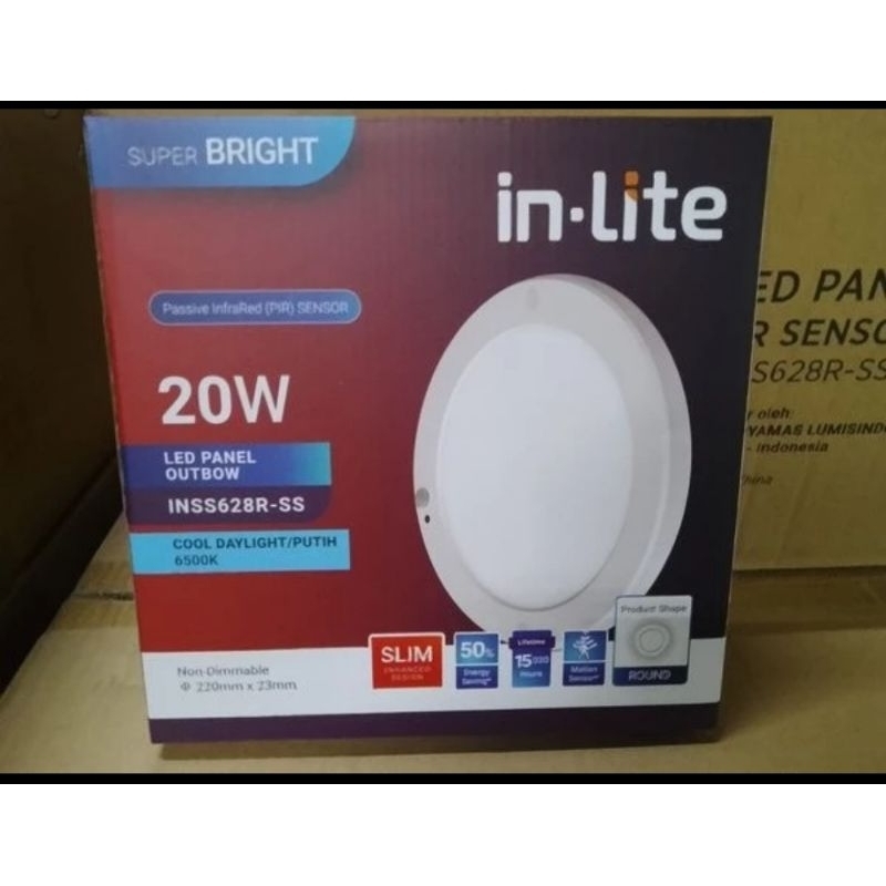 Jual Downlight Inlite INSS628R-SS 20 Watt SENSOR GERAK In-Lite Panel ...