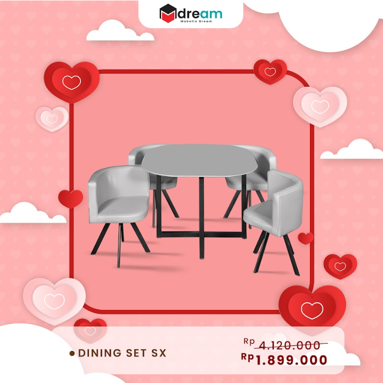 Jual Meja Makan Dining Set Kaca Minimalis Box Kursi Bangku Sx