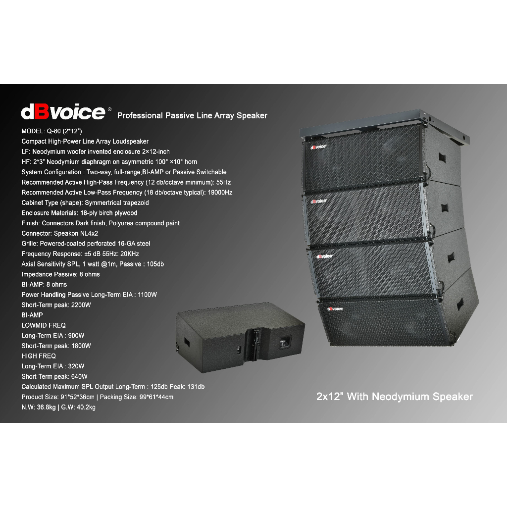 Jual Professional Passive Line Array Speaker Full Neodymium dBvoice Q80 ...