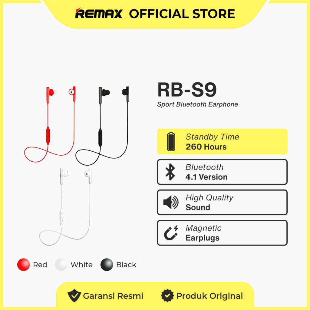 Jual Remax Bluetooth Earphone Sports 4,1 Version Bluetooth Music&Call ...