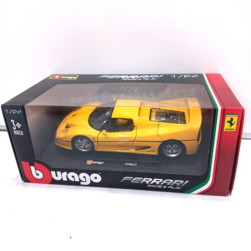 Jual Diecast Burago Ferrari F50 Kuning 1:24 | Shopee Indonesia