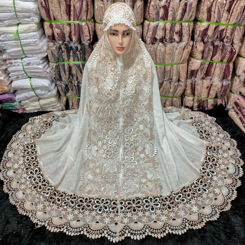 MUKENA KATUN FOIL SEROJA RENDA FULL KD MEWAH - DEWASA MUSLIM