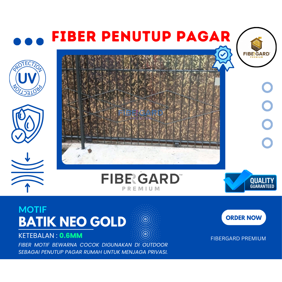 Jual [Per ½m] Fiber Penutup Pagar Motif BATIK NEO GOLD Per 50cm ...