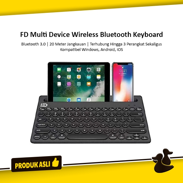 Jual FD Keyboard Wireless Bluetooth Multi Device PC Komputer Android ...