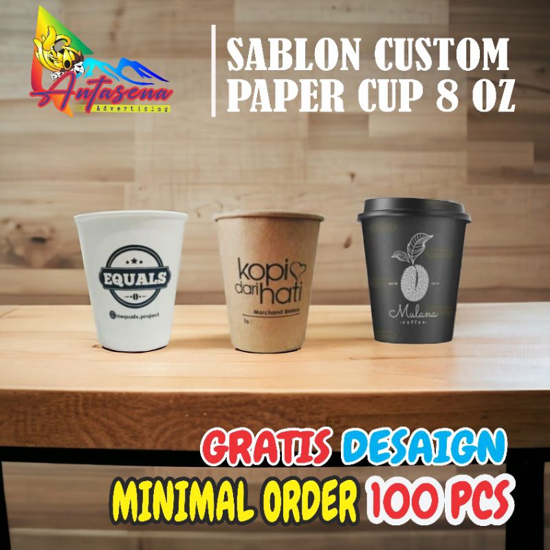 Jual Sablon Paper Cup 8 Oz || Desain Sesuai Konsep Pembeli || Sablon 2 ...