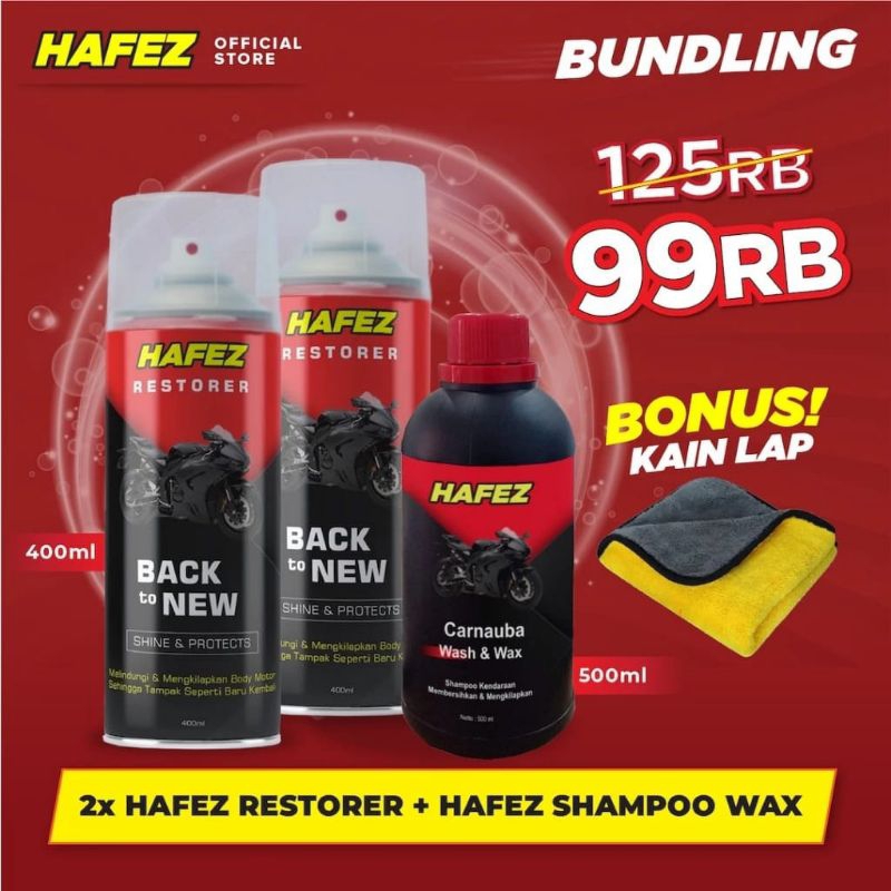 Jual Hafez Restorer 2 PCS - Bonus Hafez Shampoo & Lap Microfiber ...