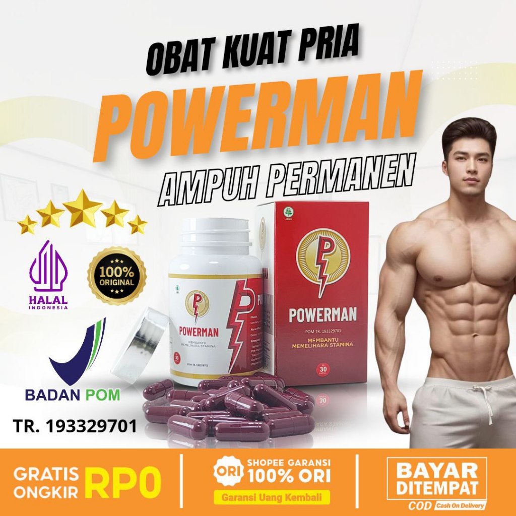 Jual A1 Powerman Obat Kuat Tahan Lama Pria Kapsul Bpom Pasak Bumi Isi