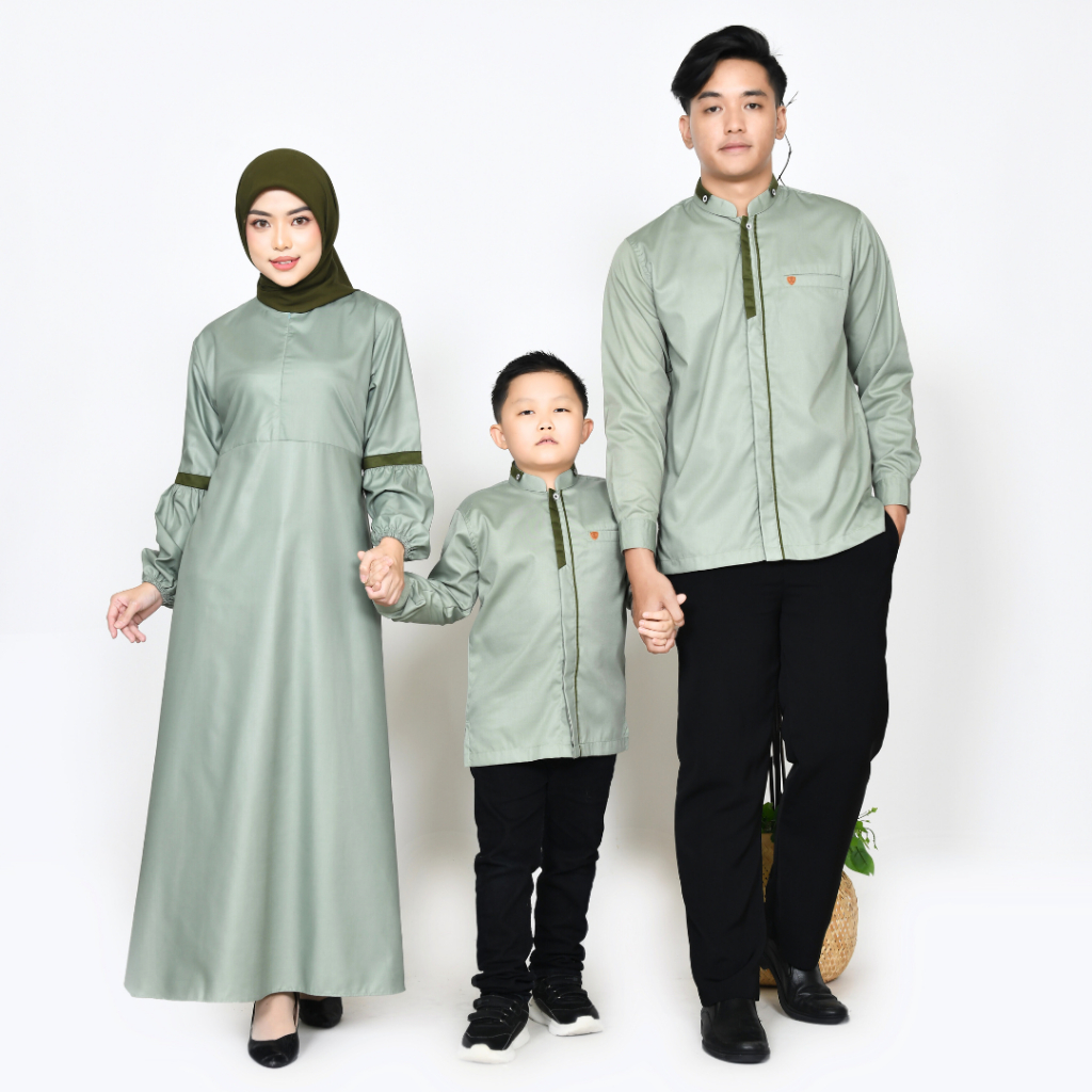 Jual Baju Couple Sarimbit Keluarga Warna Hijau Sage green variasi army