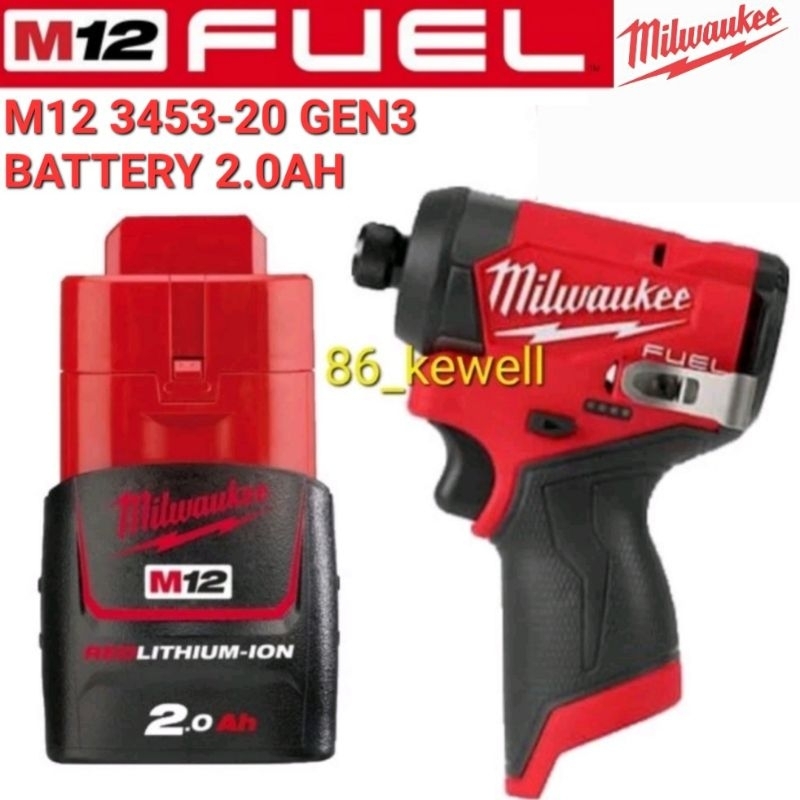Jual MILWAUKEE m12 impact driver 345320 gen3+battrey 2.0ah Shopee