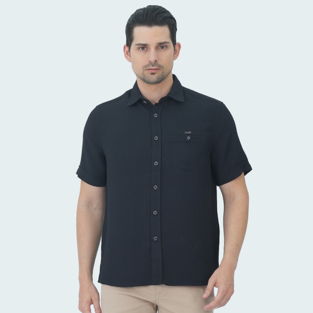 Jual Lgs Kemeja Casual Pria Kemeja Dex Lengan Pendek Motif Polos