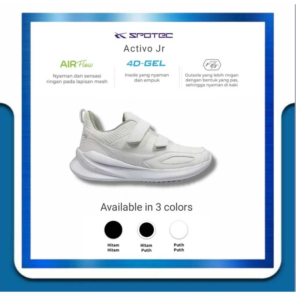 Jual SPOTEC Sepatu Student Activo JR Putih - Putih | Shopee Indonesia
